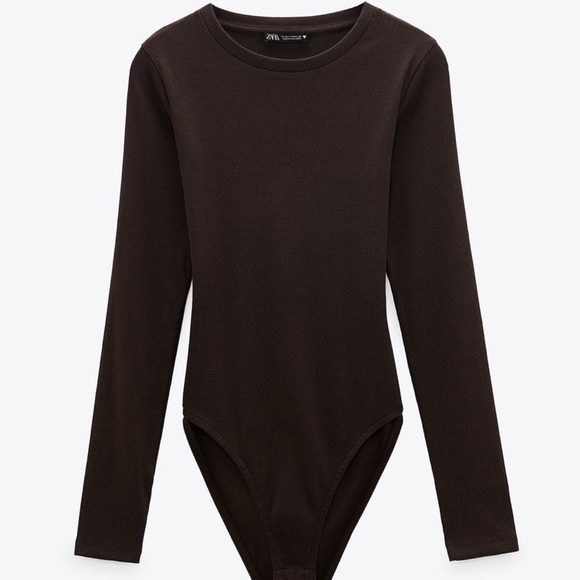 Zara brown ribbed bodysuit Clearance